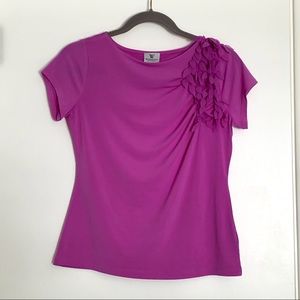 Fuchsia Pink Blouse with Ruffle Accent